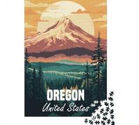 Papier avec Oregon Mountain Landscape Poster Puzzle en Bois, 1000 pièces | Pour le passage au Nouvel An : Puzzle 1000 pièces pour adultes ; pour Noël, les w nds d'hiver et le Nouvel An.