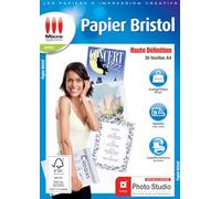 Papier Bristol A4 - 30 Feuilles Papier Cartonné, Format A4, 200 g/m², Dessin, Imprimable Recto/Verso, Impressions jusqu'à 4 800 dpi, Compatible Imprimantes Jet d'Encre ou Laser - Micro Application