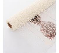Papier cadeau 1 Roll, Flower Decoration Jacquard Net Round Heart Bouquet Packaging Diy Material Bag Papier cadeau anniversaire(09-milk white)