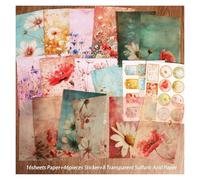Papier Cadeau 16papers, 8 Transparent Paper, 46stickers Wildflower DIY Junk Journal Decor, For Arts Crafts, Scrapbooking