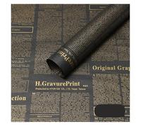 Papier Cadeau 20 feuilles de papier journal fin vintage anglais - Doublure d'emballage for bouquets floraux, travaux manuels et œuvres d'art(06-Black-Gold word)