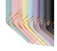 Papier cadeau 20 Sheets Flower Wrapping Paper With Golden Edges, Waterproof Bouquet Packaging Craft Roll Papier cadeau anniversaire(13-Grey-Khaki-20psc)