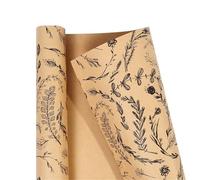 Papier Cadeau 3 rouleaux de papier d'emballage 17 "X 120", plantes, peinture entièrement noire, Design for anniversaire, papier artisanal Vintage, remise de diplômes, fiançailles Pour Emballage(Brown-