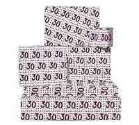 Papier cadeau 30e anniversaire pour femme homme - 6 feuilles de papier cadeau épais - Pois rose - Papier cadeau pour homme fille garçon 30 ans - Livré avec des autocollants - par Central 23