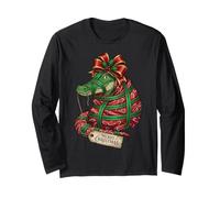 Papier Cadeau Alligator Crocodile Candy Cane Cadeau Houx Manche Longue