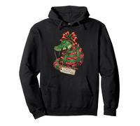 Papier Cadeau Alligator Crocodile Candy Cane Cadeau Houx Sweat à Capuche