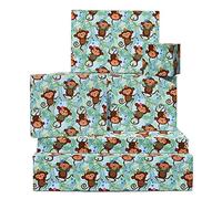 Papier cadeau anniversaire pour enfant - 6 feuilles de papier cadeau animal - Singe - Safari Jungle - Pour garcon et fille - Livré avec des autocollants amusants - Recyclable - Par Central 23