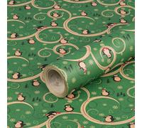 Papier cadeau avec des pingouins rigolos, vert, papier de Noël, 0,70 x 10 m