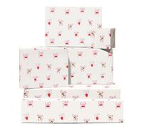 Papier cadeau avec nœud rose - 6 feuilles de papier cadeau fille - Nœuds avec fraise, cerise, olive - Pour anniversaire, fête prénuptiale - Recyclable - Par Central 23