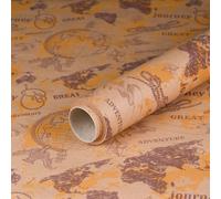 Papier cadeau Aventure autour du monde, papier anniversaire, papier kraft, 0,70 x 10 m