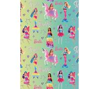 Papier cadeau Barbie, rouleau de papier cadeau Barbie, vert et rose