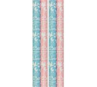 Papier cadeau Benza pour la naissance d'un garçon et d'une fille - 200 x 70 cm - 4 rouleaux