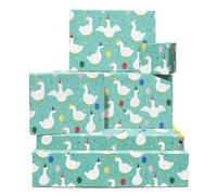 Papier cadeau canard - Animal de la ferme - 6 feuilles de papier cadeau - Canards de fête, ballon, confettis - Papier cadeau anniversaire pour homme et femme - Recyclable - Par Central 23