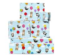 Papier Cadeau Chats Ballons - 6 Feuilles Pour Amateurs Chats Enfants ou Amis - Anniversaire Thème Fête - Mignon Recyclable Avec Étiquettes par Central 23
