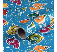 Papier cadeau chiffres, bleu, papier anniversaire, anniversaire d'enfant, 0,70 x 10 m