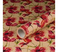 Papier cadeau coquelicots, vintage, papier kraft, lisse, 0,70 x 10 m