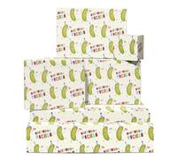 Papier Cadeau Cornichon Anniversaire - 6 Feuilles Pour Amis ou Enfants - Drôle - Cornichons Dansants Chapeaux Fête Confettis Avec Étiquettes par Central 23