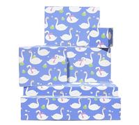 Papier Cadeau Cygne - Animal De La Ferme - 6 Feuilles De Papier Cadeau D'Anniversaire Pour Fille - Floral - Pour Fête Prénatale - Livré Avec Autocollants - Par Central 23