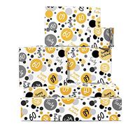 Papier cadeau d'anniversaire pour homme et femme - 6 feuilles de papier cadeau - Cadeau du 60e anniversaire - Pour grand-mère grand-père - 60 ans - Noir, doré, gris - par Central 23