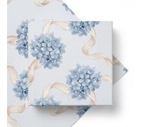 Papier cadeau de mariage aquarelle bleu hortensia, épais 120 g/m², feuilles de papier cadeau kraft plié élégant pour fête prénuptiale et fiançailles, romance « Something Blue »