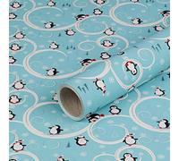 Papier cadeau de Noël pingouins bleu clair 0,70 x 10 m