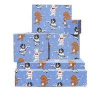 Papier Cadeau Drôle Chien Serveur - Papier Cadeau Chien Pour Hommes Femmes - 6 Feuilles Pour Anniversaire Noël Baby Shower - Papier Bleu Pour Enfants Filles Garçons - Avec Étiquettes - Recyclable