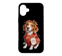 Papier Cadeau en Forme de Chien Beagle en Forme de Canne à Sucre d'orge Coque pour iPhone 16 Plus