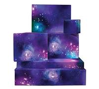 Papier Cadeau Espace - 6 Feuilles de Papier Cadeau - Galaxie Bleue, Violette - Papier Cadeau Anniversaire pour Homme Femme Lui Elle - Papier Cadeau Enfant Garcon Fille - Par Central 23