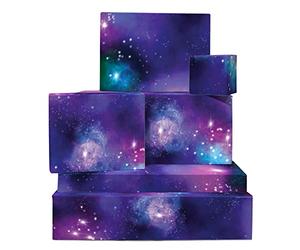 Papier Cadeau Espace - 6 Feuilles de Papier Cadeau - Galaxie Bleue, Violette - Papier Cadeau Anniversaire pour Homme Femme Lui Elle - Papier Cadeau Enfant Garcon Fille - Par Central 23