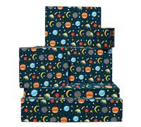 Papier cadeau espace - 6 feuilles d'emballage cadeau avec étiquettes - Lune, étoile, planète, ovni - Papier cadeau enfant pour garçon, fils, petit-fils, neveu - Recyclable - Par Central 23
