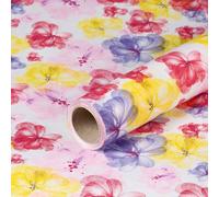 Papier cadeau fleurs et pétales, aquarelle, papier anniversaire, 0,70 x 10 m