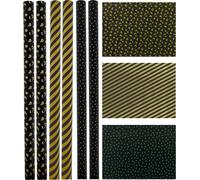 Papier cadeau Öko-Kraft - Papier cadeau noir et or - 70 cm x 2 mètres - 6 rouleaux