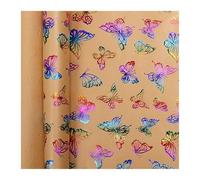 Papier Cadeau Papier cadeau rétro jaune kraft, 43 x 300 cm, motif « Joyeux anniversaire » et « Saint-Valentin », effet bronzé.(DEEP BLUE)