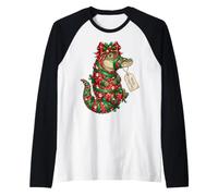 Papier Cadeau Père Noël Crocodile Alligator Houx Manche Raglan