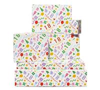 Papier cadeau pour 18e anniversaire - 6 feuilles de papier cadeau - 18 Today - Dix-huitième anniversaire pour garcon fille - 18 ans - Livré avec autocollants - Par Central 23