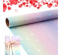 Papier cadeau pour boîtes - Décoration capricieuse irisée | Papier cadeau pour boîtes avec thème étoiles d'anniversaire, pour amis, , adolescents, , fêtes, réunions, projets