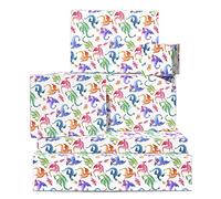 Papier cadeau pour enfant - 6 feuilles de papier cadeau coloré et étiquettes - Dragons - Papier cadeau d'anniversaire pour garçon fille - Livré avec autocollants - Recyclable - Par Central 23