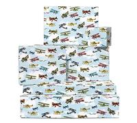 Papier cadeau pour enfants, 6 feuilles de papier cadeau et étiquettes, avion vintage, emballage cadeau pour lui, emballage cadeau d'anniversaire pour homme - par Central 23