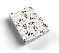Papier cadeau pour enfants, filles, garçons, pandas, animaux - Papier cadeau pour petits cadeaux d'anniversaire et Noël (5 feuilles + 5 autocollants « fleurs » + 18 points de fermeture)