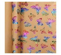 Papier cadeau rétro kraft jaune coloré bronzant, 43 x 300 cm, motif joyeux anniversaire, Saint-Valentin(DEEP BLUE)