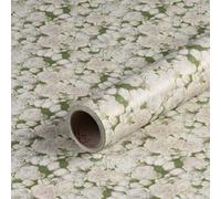 Papier cadeau roses, blanc et vert, papier anniversaire, 0,70 x 10 m