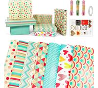 Papier Cadeau Set Avec Corde Et Étiquette, 7 Feuilles Papier Cadeau Anniversaire, 70 X 50cm Par Feuilles, Emballage Cadeau, Ecologique Feuille Pour Anniversaire, Mariage, Papier Cadeau Enfant