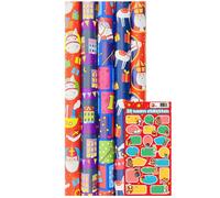 Papier cadeau Sinterklaas - Papier cadeau sans plastique - 5 mètres x 70 cm - 5 rouleaux avec étiquettes