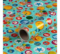 Papier cadeau Smilies, bleu, anniversaire d'enfant, 0,70 x 10 m