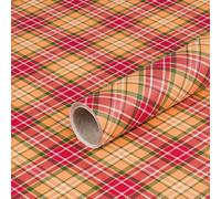 Papier cadeau tartan rouge et orange, papier anniversaire, 0,70 x 10 m