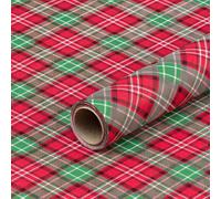 Papier cadeau tartan rouge et vert, lisse, rouleau 0,7 x 10 m