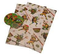 Papier cadeau Tortues Ninja Teenage Mutant, 2 feuilles et 2 étiquettes, papier cadeau d'anniversaire