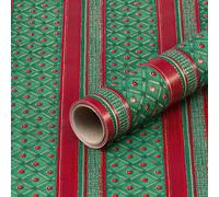 Papier cadeau traditionnel, vert et rouge, papier de Noël, 0,70 x 10 m