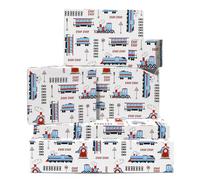 Papier Cadeau Train pour Garcon - 6 Feuilles d'Emballage Cadeau Blanches - Voies de Trains Vintage - Pour Enfant - Homme - Livré avec Autocollant - Recyclable - Par Central 23