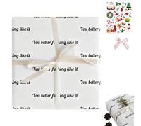 Papier cadeau « Tu as intérêt à l'aimer ! », rouleau de papier cadeau humoristique et audacieux, papier recyclable indéchirable, conditionné en tube, 76 נ91 cm/183 cm, blanc ou rouge (30×36 in)